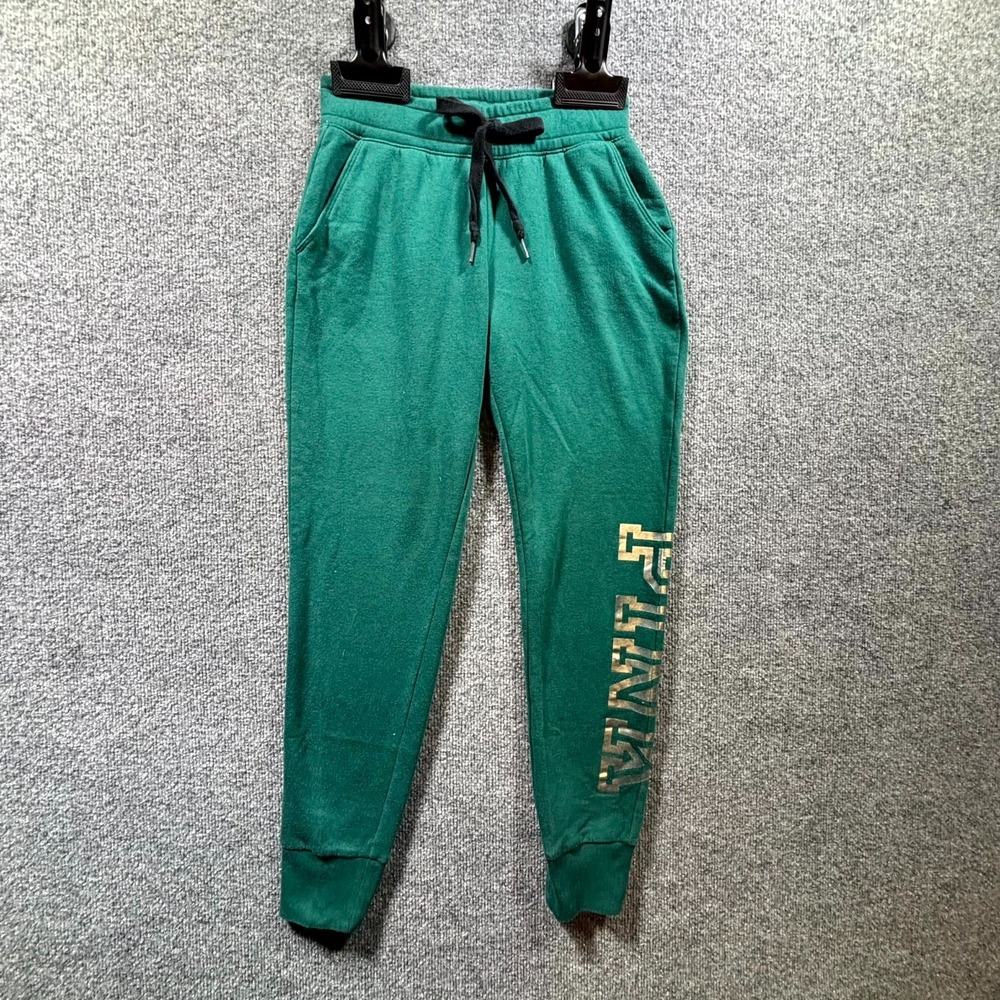 Pink Victoria's Secret Sweatpants Women's XS Green Drawstring Tapered Loungewear